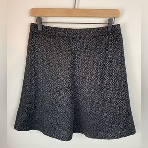 LOFT Black Pattern Skirt | Size Small